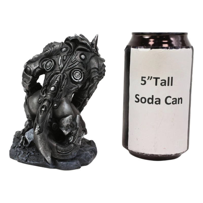 Ebros Gift Steampunk Robotic Werewolf Crushing Skull Statue Lycan Cyborg