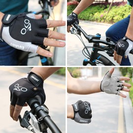 ONTYZZ Cycling Gloves Fitness Gloves Women Men Training Gloves Adjustable Sports Gloves for Cycling Camping Fingerless Gloves Grey/XL