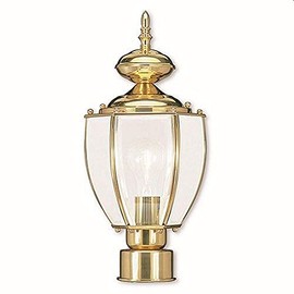 Livex Lighting 2009-02 Outdoor Post with Clear Beveled Glass Shades, Polished Brass