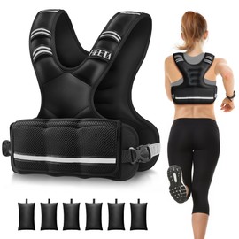 HEETA Adjustable Weighted Vest for Women Men, 4-10lbs Body Weight Vest Exercise Set with 6 Ironsand Weights & Reflective Strips for Walking Running Workout Cardio Strength Training
