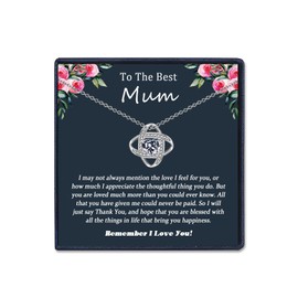 EPIRORA Gifts for Mum from Daughter Or Son- Mother Daughter Necklace Silver Cubic Zirconia Love Knot Pendant Necklace for Women, Jewelry Gifts for Birthday Mother's Day Christmas