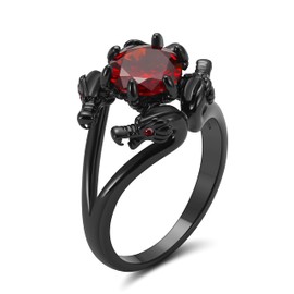 Dragon Claw Black Engagement Ring for Women by Ginger Lyne | 2 Ct Simulated Black Diamond Rings for Her Gothic Promise Bridal for Wife or Girlfriend