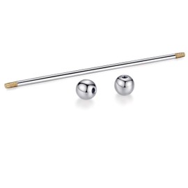 HONEY BEAR Tie Collar Bar Pins Set Brooches for Shirts,Stainless Steel for Business Wedding Gift,Silver,65mm (Ball End Silver)