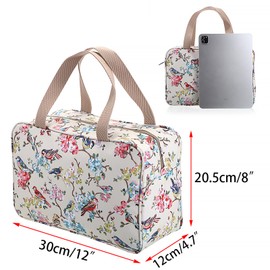 SUMTree Kulturbeutel, Motiv: Vögel, großes Fassungsvermögen, Organizer für Reisen, Business, Picknick, beige, M, Fashion