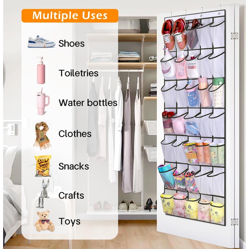 MISSLO 35 Large Pockets Over The Door Shoe Organizer Sturdy
