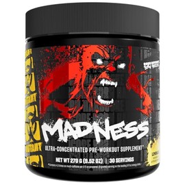 Mutant Madness Pre-Entreno en Polvo Sabor Limonada con Vitaminas 225 g  Con niacina, vitamina B12 y B6, más electrolitos añadidos incluye L-citrulina 