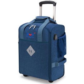 For JetBlue Airlines 17x13x8 Inches Rolling Personal Item Underseat Rolling Travel Bag - Suitable for Major Airlines including Spirit, Jetblue and Frontier- Duffel Bag Design (Navy)