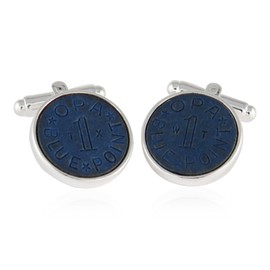 Cuff-Daddy OPA Blue Point WWII Ration Cufflinks Plated with Sterling Silver with Presentation Box