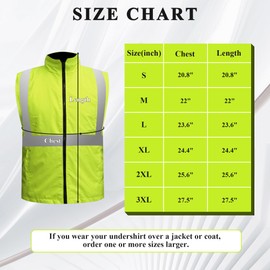 Z&Q LABOR Men's Safety Winter Vest High Visibility Reflective Softshell Warm-Up Vest Hi Vis Waterproof with Fleece Lined