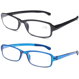 DOOViC 2 Pack Blue Light Blocking Reading Glasses 3.5 TR90 Flexible Lightweight Anti Eyestrain Computer Readers for Women Men