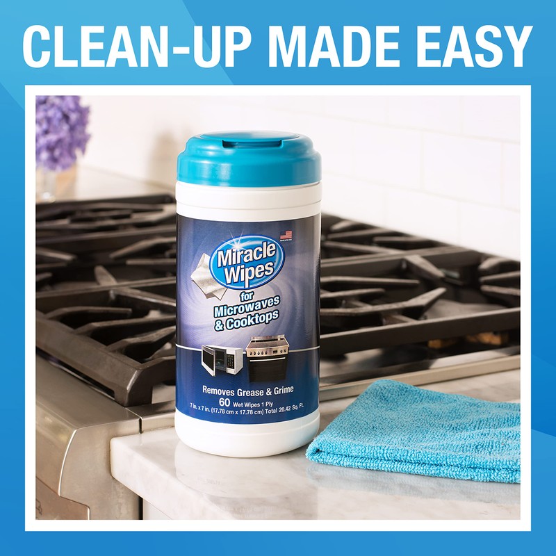 MiracleWipes for Microwaves and Cooktops, Easily Removes Food and Grime