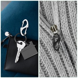 JJUNW 20Pcs Alloy S Carabiner Clips, Dual Opening Design, Keychain Spring Snap Hooks Mini Carabiner Clip, for Dual Wire Gate Clip Interlocking Keychain Clip Tiny Clip Attachment (Black)