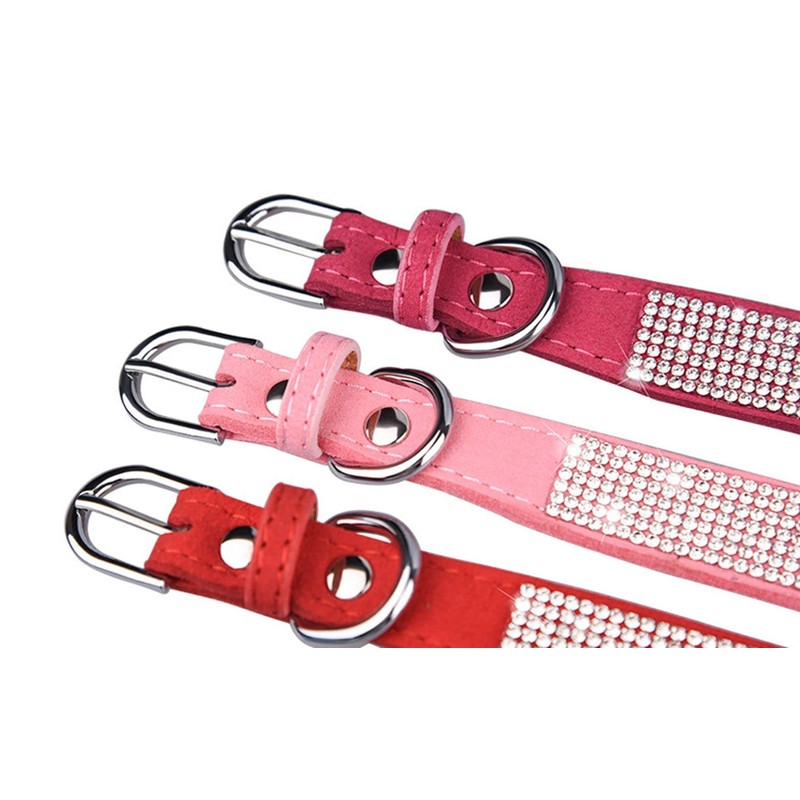 Rhinestone Dog Collar Cute Glitter Leather Collar for Cat Cat