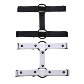 2Pcs Adjustable Elastic PU Leather Punk I-shaped Thigh Garter Belts Leg Rings Leg Garters for Women