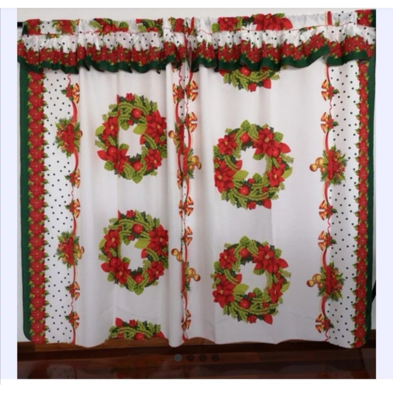 FB 6 Jgo. Cortinas Navideñas Loneta 2m Alto X 2.50m,