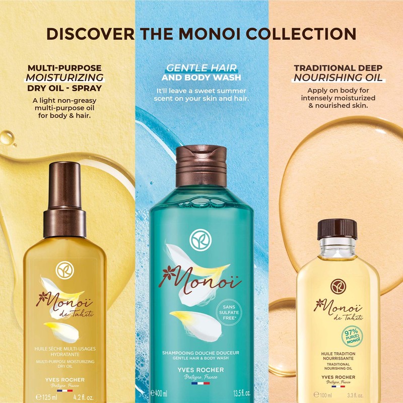 Yves Rocher Monoi Gentle Hair & Body Wash – 13.5