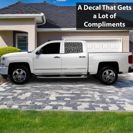 BOGAR TECH DESIGNS Precut for Chevy Silverado & GMC Sierra 2014-2018 Rear Side Window Leopard Cheetah Print Vinyl Decal Sticker, Matte Black