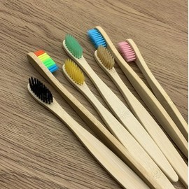 Nuevo Paquete 10 Cepillos de Dientes de Bambú - Biodegradables con Cerdas Suaves Multicolores