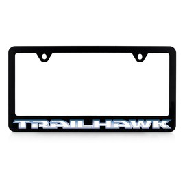 Jeep Trailhawk UV Printed Black Plastic License Plate Frame - Trailhawk Wordmark