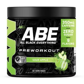 All Black Everything Pre-Workout Powder | Preworkout Energy Drink Mix | 350mg Caffeine | Beta Alanine & Citrulline | Energy Supplement for Men & Women | Sour Apple | 30 Servings