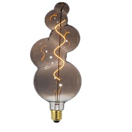 Lxcom Lighting Decorative Large Vintage Light Bulb Bubble Shaped Light Bulb 4W LED Oversized Edison Bulb Warm White 2300K Smoky Grey Glass Spiral Flexible Filament Bulb E26 Base for Home Resturant