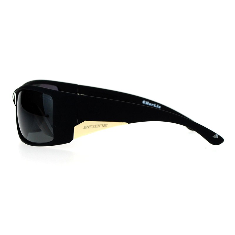 Be One Polarized Sunglasses Mens Oversized Wrap Shield Rectangular Frame
