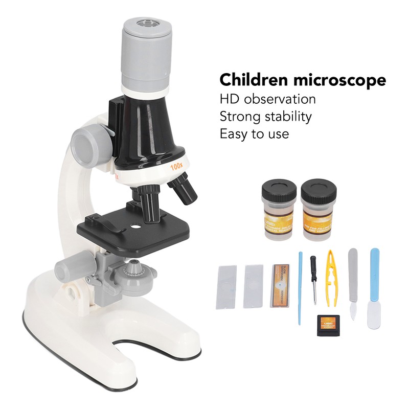 Kids Microscope Kit LED 1200X Microscope with Specimen Slides Science