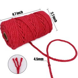 Leecogo 4.5mm Jute Rope 100 Feet Natural Craft Rope Twine String Perfect for Home Gardening Macrame Arts Crafts DIY Cat Scratching Post Replacement Repairing Recovering Cats Toy Making,Red