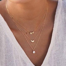 Atentuyi Boho Layered CZ Butterfly Necklace Gold Crystal Choker Chain Round CZ Pendant Necklace Minimalist Necklace Jewellery for Women Girls Gift, Zinc