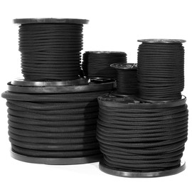 Shock Cord - Black Diamond Weave Elastic Bungee Cord - Features 100% Stretch, Shock Absorbent, & Strong Hold - Camping, Kayak Decks, Crafting, Gravity Chairs, & Tie-Downs - (1/2 Inch X 100 Feet)