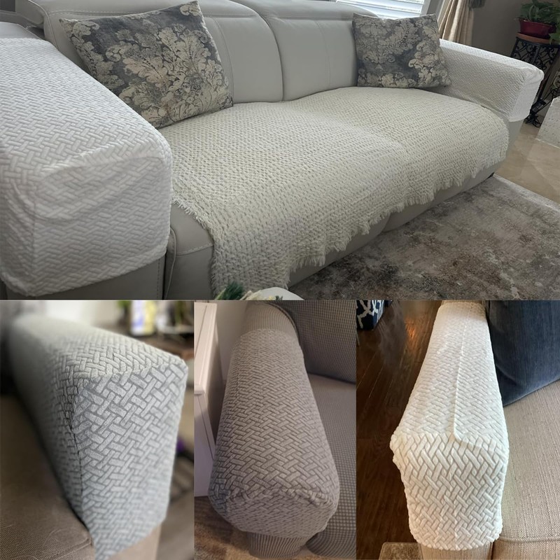 Stretch Armrest Covers,Set of 2 Polyester Fabric Armchair with Twist