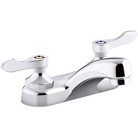 KOHLER 0.5 gpm centerset bathroom sink faucet with laminar flow and lever handles, drain not included