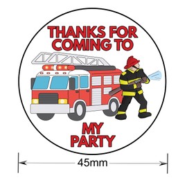 AK Giftshop Fireman Firefighter Thank You Birthday Party Stickers for Party Bags & Sweet Cones (24 Stickers)