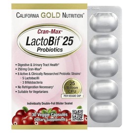 California Gold Nutrition, CranMax® LactoBif® Probiotics, 25 billion CFU, 30 Veggie Capsules / California Gold Nutrition (캘리포니아골드뉴트리션), CranMax® LactoBif® 프로바이오틱, 250억CFU, 베지 캡슐 30정