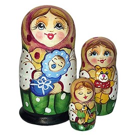Little Baby-Boy 3-Nest Matreshka Wooden Nesting Dolls Set - 14730B by G.DeBrekht