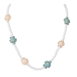 Seashell Puka Summer Choker Necklace Boho Charm Layered Shell Turtle Starfish Conch Ocean Animal Beaded Necklace for Women Bohemian Surfer Hawaiian Beach Holiday Fashion Jewelry Gifts (Turtle necklace)