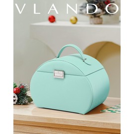 Vlando Princess Style Jewelry Box Half-Moon Design, Fabulous Girls Gift (Green)