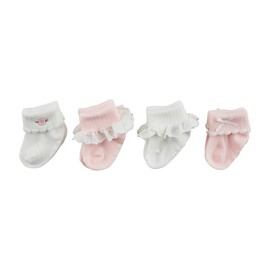 Mud Pie Children's Pink Foldover Sock Set; 0-6M