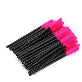 Cepillos de Silicona para Pestañas, Cepillo Para Pestañas Varitas de Máscara, 200 Uds, Cepillos Desechables para Máscara de Pestañas, Aplicador, Herramienta de Belleza de Maquillaje (Rosa roja)