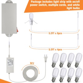 Meonum Christmas Village Light System Set Accessory Cord with 8 LED Light Bulbs Compatible with Department 56 Christmas Building and Accessory Craft Village House Lighting System, Blow Mold Light