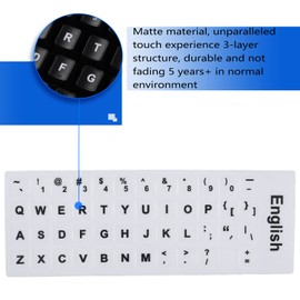 2 Pack English Universal Keyboard Alphabet Stickers, White Background with Black Lettering for Computer Laptop Notebook Desktop, Replacement Computer Keyboard Stickers (English)