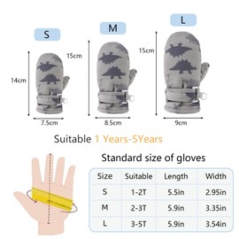 Toddler Winter Gloves Waterproof Baby Mittens Warm Fleece Kid Gloves for Boys Girls Snow Mittens 1-5 Years (Gray, M)