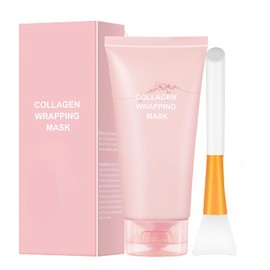 Collagen Night Wrapping Mask,Peel Off Face Mask with Jelly Brush,Deep Hydrating Face Mask,Reduces Sagging & Dullness,for All Skin Types,90ml