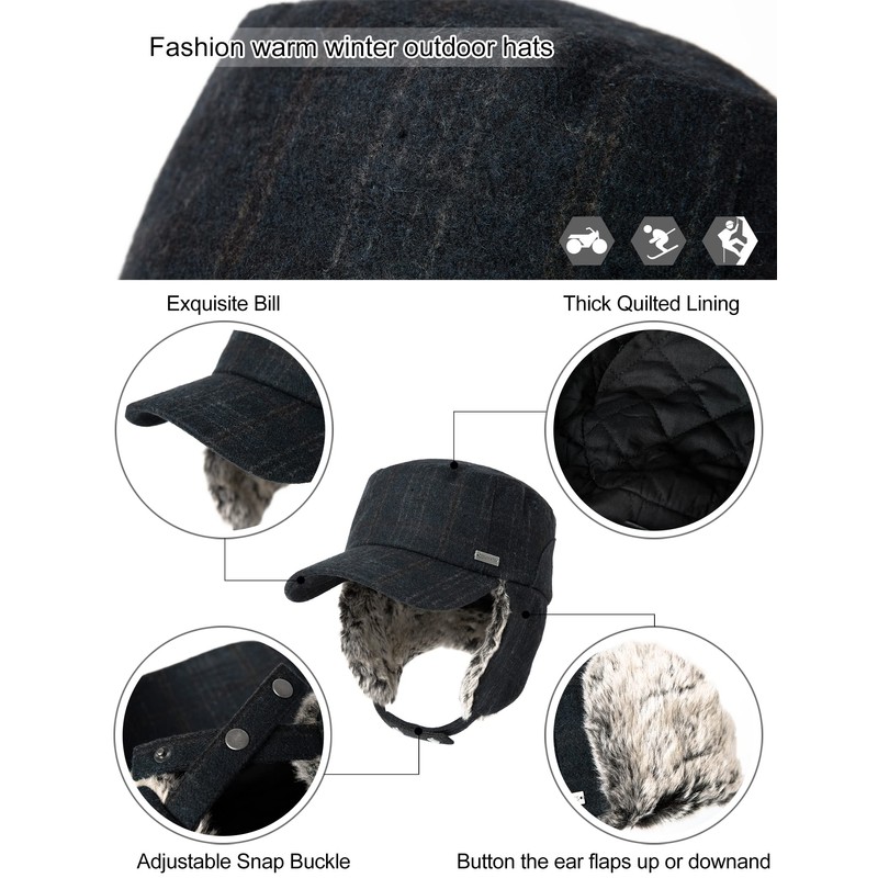 Jeff & Aimy Unisex Earflap Winter Warm Fur Hat for