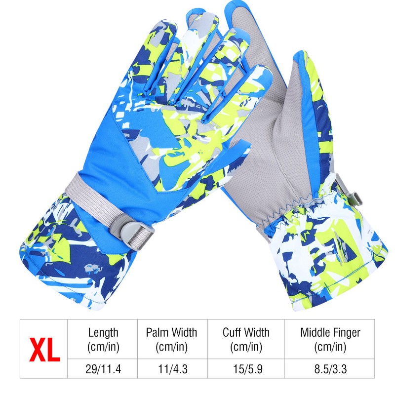 Winter Outdoor Ski Waterproof Wind Ventilation Thickened Warm Gloves(Blue XL)