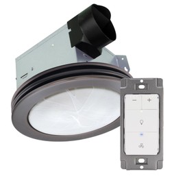 Akicon Ultra Quiet Bathroom Exhaust Fan with Light, Fan and Light Dimmer Switch Combo, 80 CFM 2.0 Sones Round Bathroom Ventilation Fan with Frosted Glass Cover Oil Rubbed Bronze