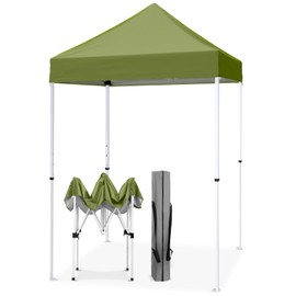 EAGLE PEAK 5x5 Pop Up Canopy Tent Instant Outdoor Canopy Easy Set-up Straight Leg Folding Shelter, Grass Green