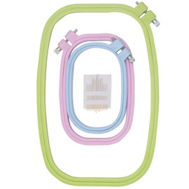 LAMXD 3 Sizes Colorful Embroidery Hoops Rectangle Square Cross Stitch Frame Sewing Tool for Crafts Practical Sewing (Multicolor)