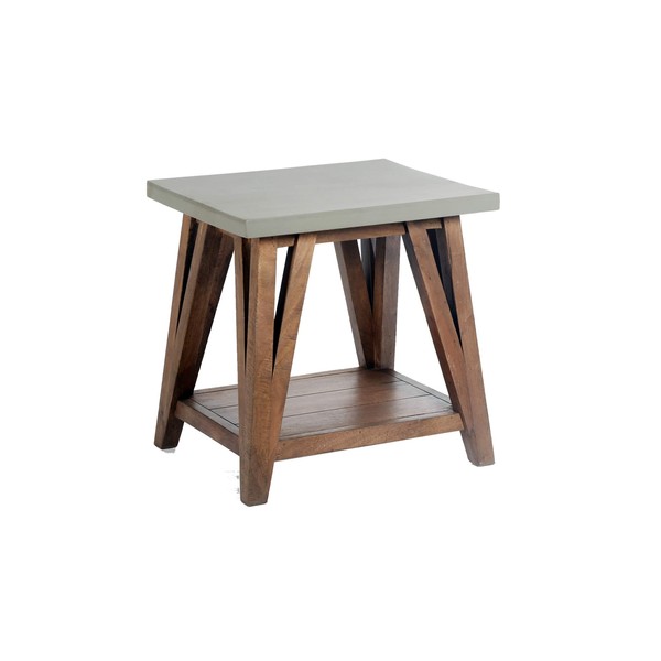 Alaterre Furniture Brookside 22" W Wood with Cement-Coating End Table