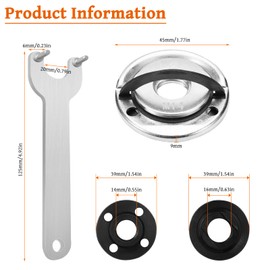 6PCS Angle Grinder Attachments, M14 Thread Self Locking Plate with Angle Grinder Spanner Key and Inner Outer Flange Nut Quick Release Installation Compatible with 125mm Angle Grinders